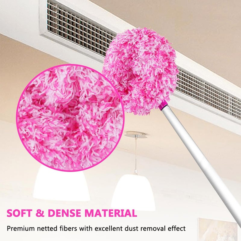 Heonay Ceiling Fan Cleaner Duster Reusable Microfiber Ceiling Fan Blade Cleaner Removable Duster with Extension Pole Adjusts 13 to 49.7 Inch for Cleaning Walls Furniture Door Window Top (Rosy White) - Image 5